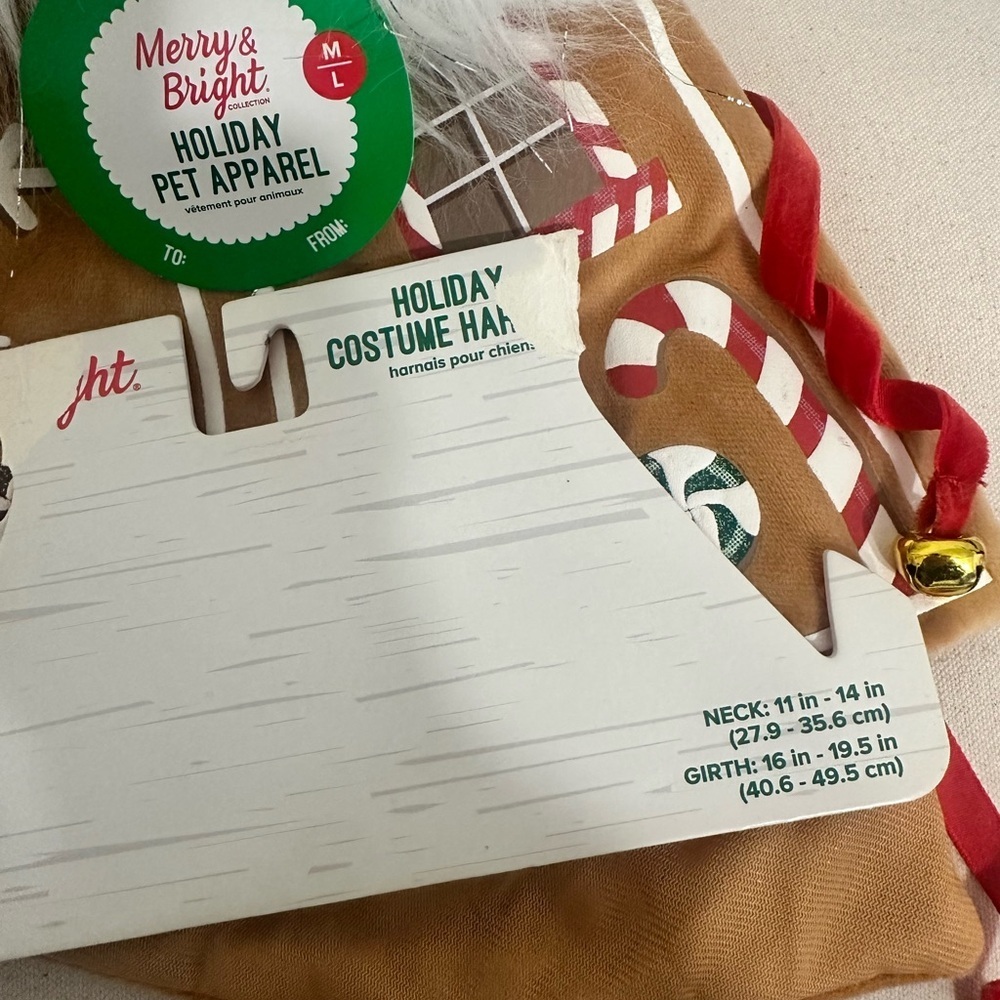 Merry & Bright Gingerbread House Pet Cape & Hat Set – Size M/L – New with Tags - Picture 8 of 15